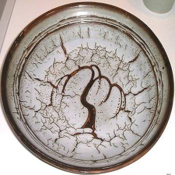 David Leach charger with willow decoration